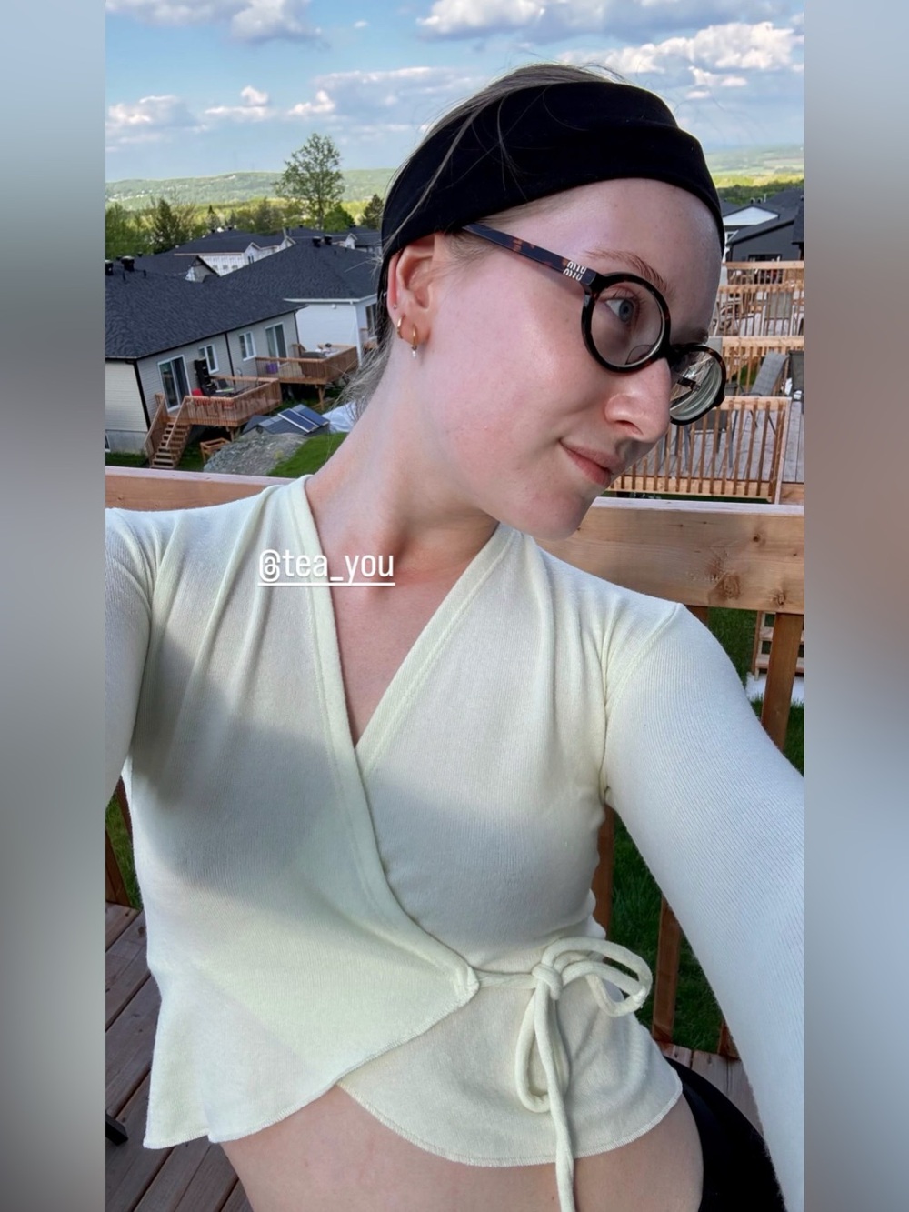 Pale Yellow Wrap Tie-Front Crop Top